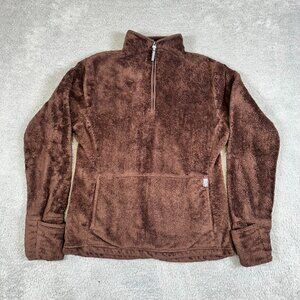 The North Face Brown Fleece Womens Medium Fuzzy 1/4 Zip Sweater Jacket TNF